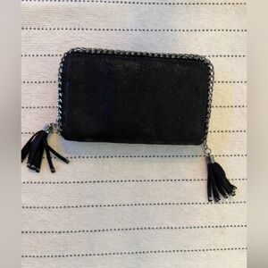 Black Wallet with Tassel Accents